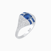 Vintage Inspired Sapphire & Diamond Ring - Shahin Jewelry