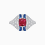 Load image into Gallery viewer, Vintage Inspired Sapphire &amp; Diamond Ring - Shahin Jewelry