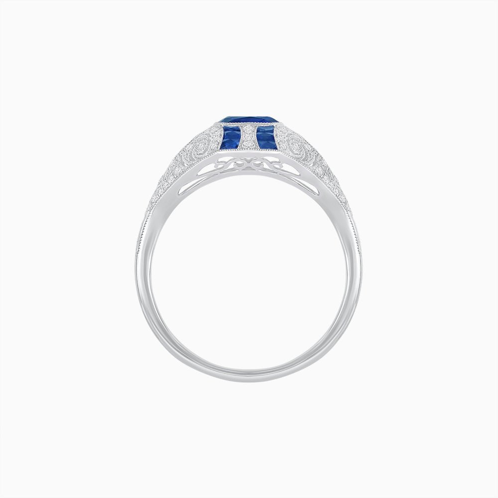 Vintage Inspired Sapphire & Diamond Ring - Shahin Jewelry