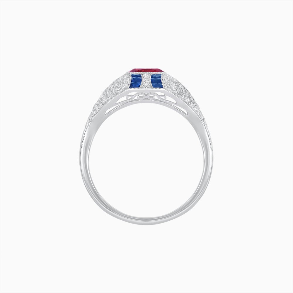 Vintage Inspired Sapphire & Diamond Ring - Shahin Jewelry
