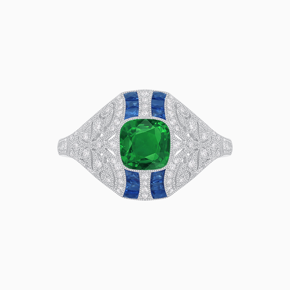 Vintage Inspired Sapphire & Diamond Ring - Shahin Jewelry
