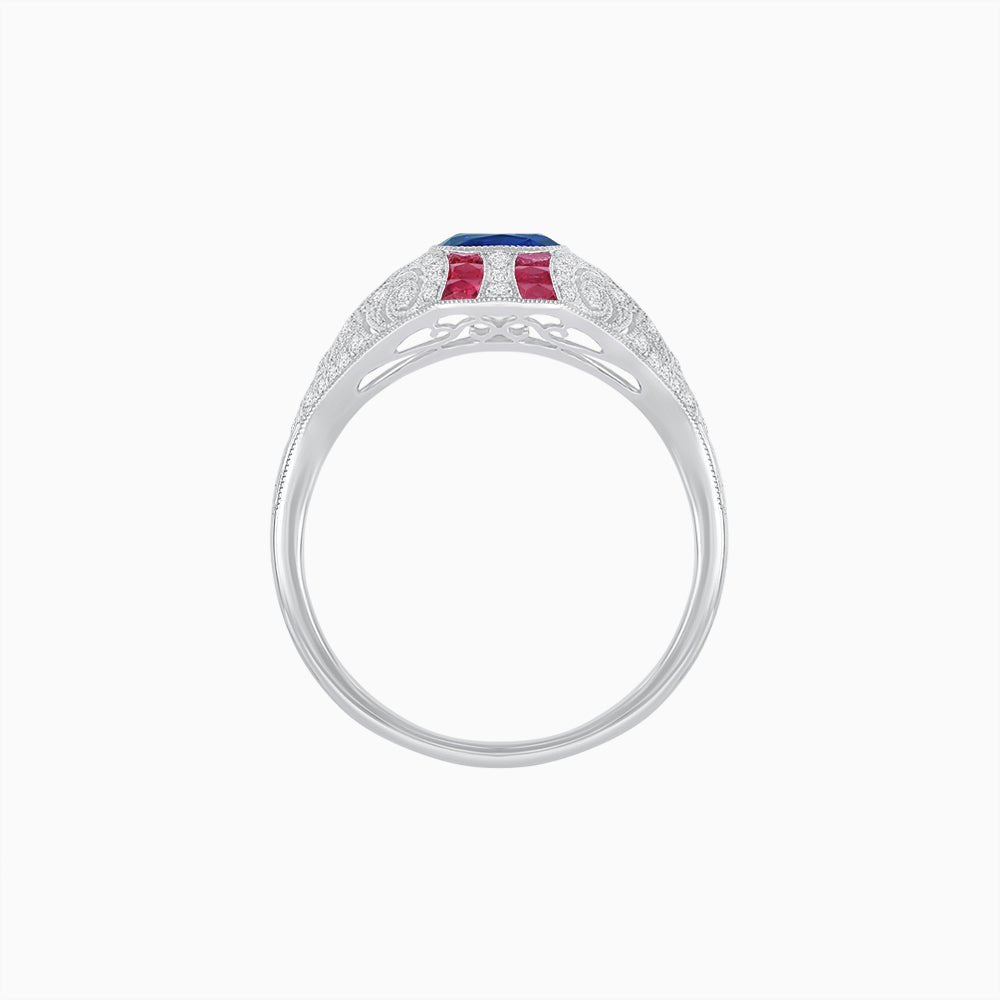 Vintage Inspired Sapphire & Diamond Ring - Shahin Jewelry