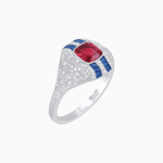 Load image into Gallery viewer, Vintage Inspired Sapphire &amp; Diamond Ring - Shahin Jewelry