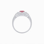 Load image into Gallery viewer, Vintage Inspired Three Stone Ruby &amp; Diamond Navette Ring - Shahin Jewelry
