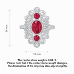 Load image into Gallery viewer, Vintage Inspired Three Stone Ruby &amp; Diamond Navette Ring - Shahin Jewelry
