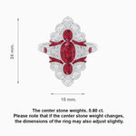 Load image into Gallery viewer, Vintage Inspired Three Stone Ruby &amp; Diamond Navette Ring with enamel - Shahin Jewelry
