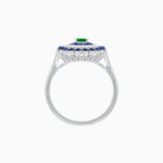 Load image into Gallery viewer, Vintage Inspired Triple Halo Pear-Shaped Ring with Customizable French-Cut and Cabochon Gemstones - Shahin Jewelry