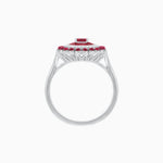 Load image into Gallery viewer, Vintage Inspired Triple Halo Pear-Shaped Ring with Customizable French-Cut and Cabochon Gemstones - Shahin Jewelry