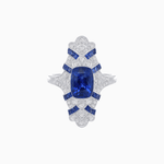 Load image into Gallery viewer, Vintage Style Art Deco Sapphire &amp; Diamond Ring in Platinum - Shahin Jewelry
