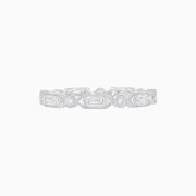 Vintage Style Baguette and Round Diamond Stackable Band - Shahin Jewelry