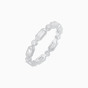 Vintage Style Baguette and Round Diamond Stackable Band - Shahin Jewelry