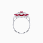 Load image into Gallery viewer, Vintage Style Floral Ring with Round Center Stone, Diamond Halo and French-Cut Gemstone Petals - Shahin Jewelry