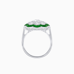 Load image into Gallery viewer, Vintage Style Floral Ring with Round Center Stone, Diamond Halo and French-Cut Gemstone Petals - Shahin Jewelry