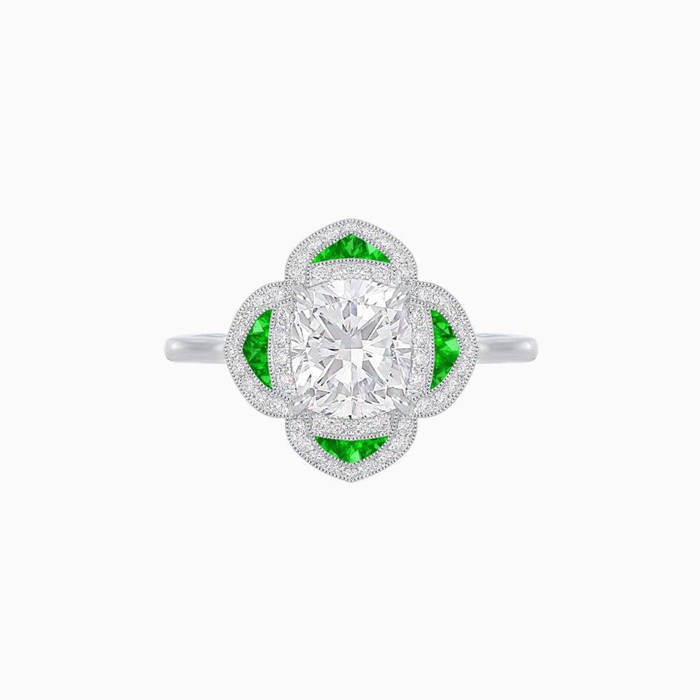 Vintage Style flower - shaped Ring with Diamond - Shahin Jewelry