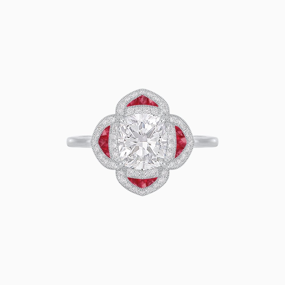 Vintage Style flower - shaped Ring with Diamond - Shahin Jewelry