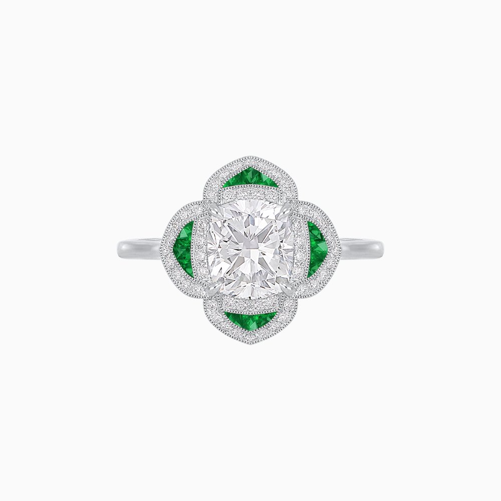 Vintage Style flower - shaped Ring with Diamond - Shahin Jewelry