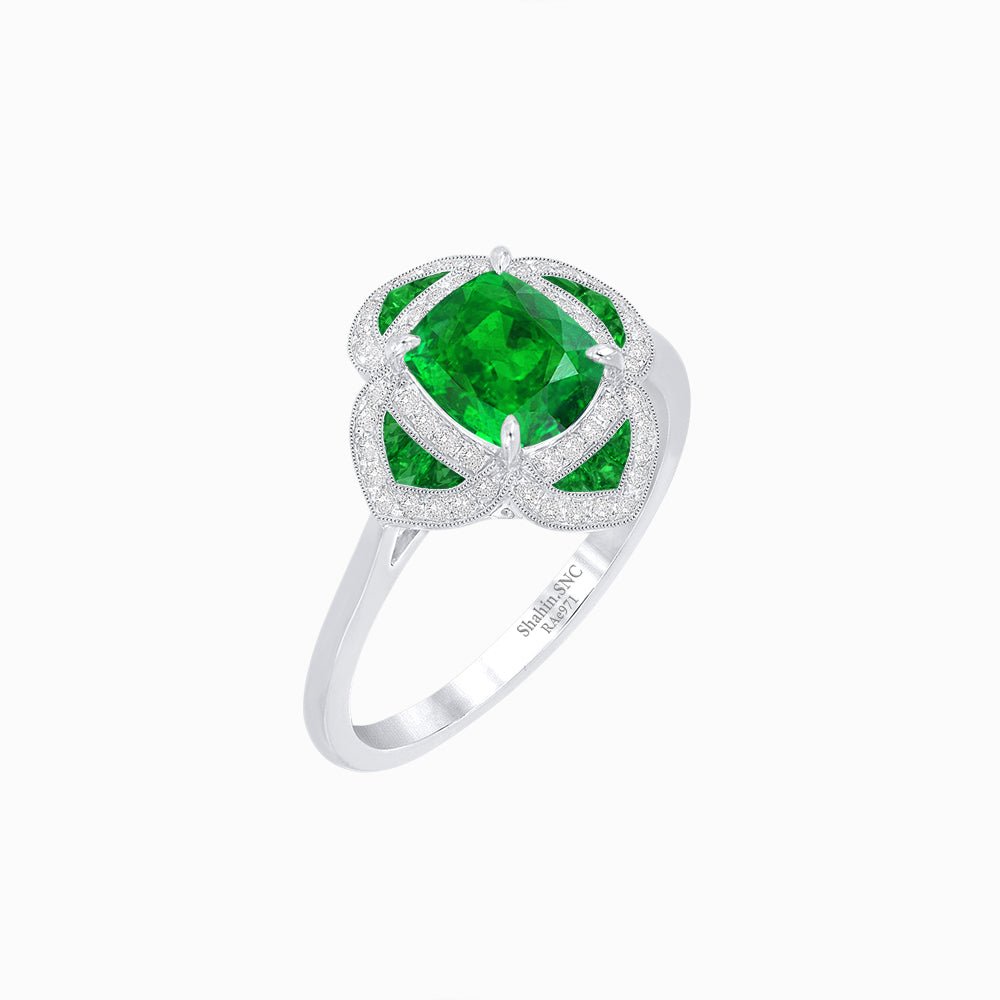 Vintage Style flower - shaped Ring with Gemstone - Shahin Jewelry