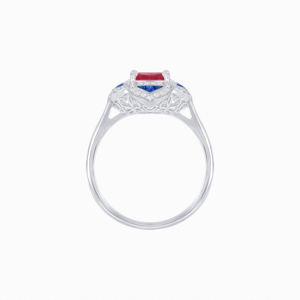 Vintage Style flower - shaped Ring with Gemstone - Shahin Jewelry