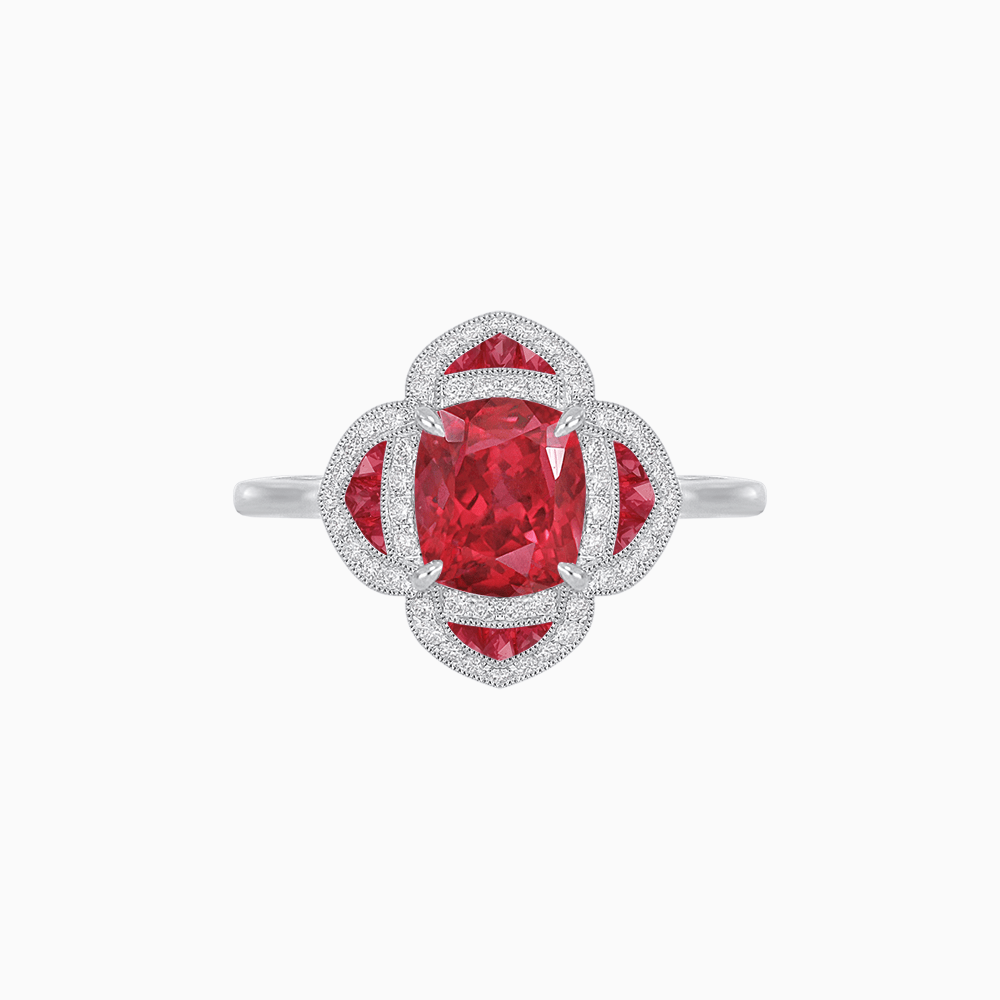 Vintage Style flower - shaped Ring with Gemstone - Shahin Jewelry