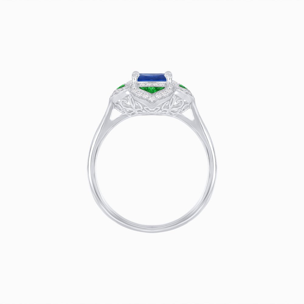 Vintage Style flower - shaped Ring with Gemstone - Shahin Jewelry