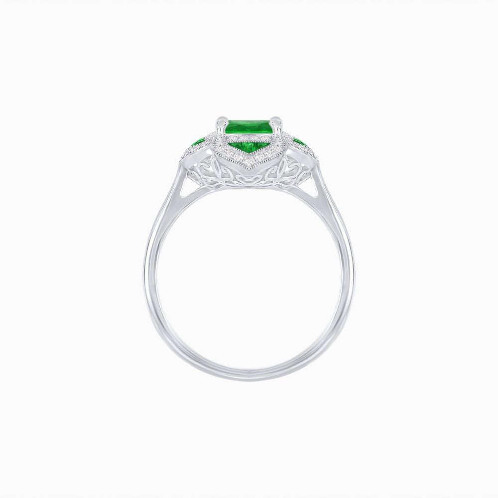 Vintage Style flower - shaped Ring with Gemstone - Shahin Jewelry