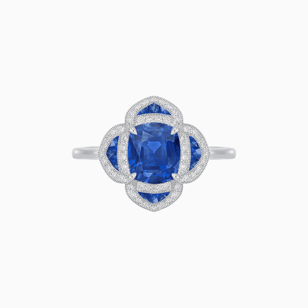 Vintage Style flower - shaped Ring with Gemstone - Shahin Jewelry