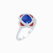 Vintage Style flower - shaped Ring with Gemstone - Shahin Jewelry