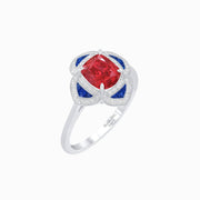 Vintage Style flower - shaped Ring with Gemstone - Shahin Jewelry