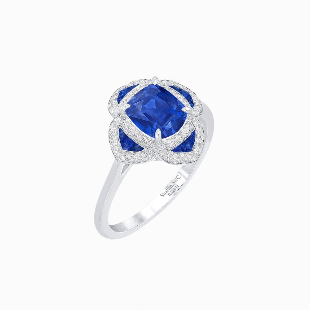 Vintage Style flower - shaped Ring with Gemstone - Shahin Jewelry
