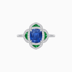 Load image into Gallery viewer, Vintage Style flower - shaped Ring with Gemstone - Shahin Jewelry