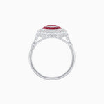 Load image into Gallery viewer, Vintage Style Marquise Ring with French-Cut Gemstone Halo and Scalloped Diamond Border - Shahin Jewelry