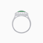 Load image into Gallery viewer, Vintage Style Oval Ring with French-Cut Gemstone Halo and Scalloped Diamond Border - Shahin Jewelry