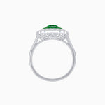 Load image into Gallery viewer, Vintage Style Oval Ring with French-Cut Gemstone Halo and Scalloped Diamond Border - Shahin Jewelry