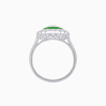 Load image into Gallery viewer, Vintage Style Oval Ring with French-Cut Gemstone Halo and Scalloped Diamond Border - Shahin Jewelry