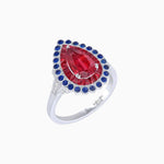 Load image into Gallery viewer, Vintage Style Pear Shape Mosaic Ring with French-Cut and Cabochon Borders - Shahin Jewelry
