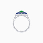 Load image into Gallery viewer, Vintage Style Pear Shape Mosaic Ring with French-Cut and Cabochon Borders - Shahin Jewelry
