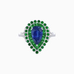 Load image into Gallery viewer, Vintage Style Pear Shape Mosaic Ring with French-Cut and Cabochon Borders - Shahin Jewelry