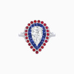 Load image into Gallery viewer, Vintage Style Pear Shape Mosaic Ring with French-Cut and Cabochon Borders - Shahin Jewelry