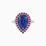 Load image into Gallery viewer, Vintage Style Pear Shape Mosaic Ring with French-Cut and Cabochon Borders - Shahin Jewelry