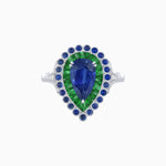 Load image into Gallery viewer, Vintage Style Pear Shape Mosaic Ring with French-Cut and Cabochon Borders - Shahin Jewelry