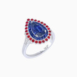 Load image into Gallery viewer, Vintage Style Pear Shape Mosaic Ring with French-Cut and Cabochon Borders - Shahin Jewelry