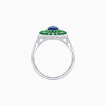 Load image into Gallery viewer, Vintage Style Pear Shape Mosaic Ring with French-Cut and Cabochon Borders - Shahin Jewelry