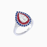 Load image into Gallery viewer, Vintage Style Pear Shape Mosaic Ring with French-Cut and Cabochon Borders - Shahin Jewelry