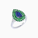Load image into Gallery viewer, Vintage Style Pear Shape Mosaic Ring with French-Cut and Cabochon Borders - Shahin Jewelry