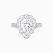 Vintage Style Pear - Shaped Halo Ring with Customizable Center Stone - Shahin Jewelry