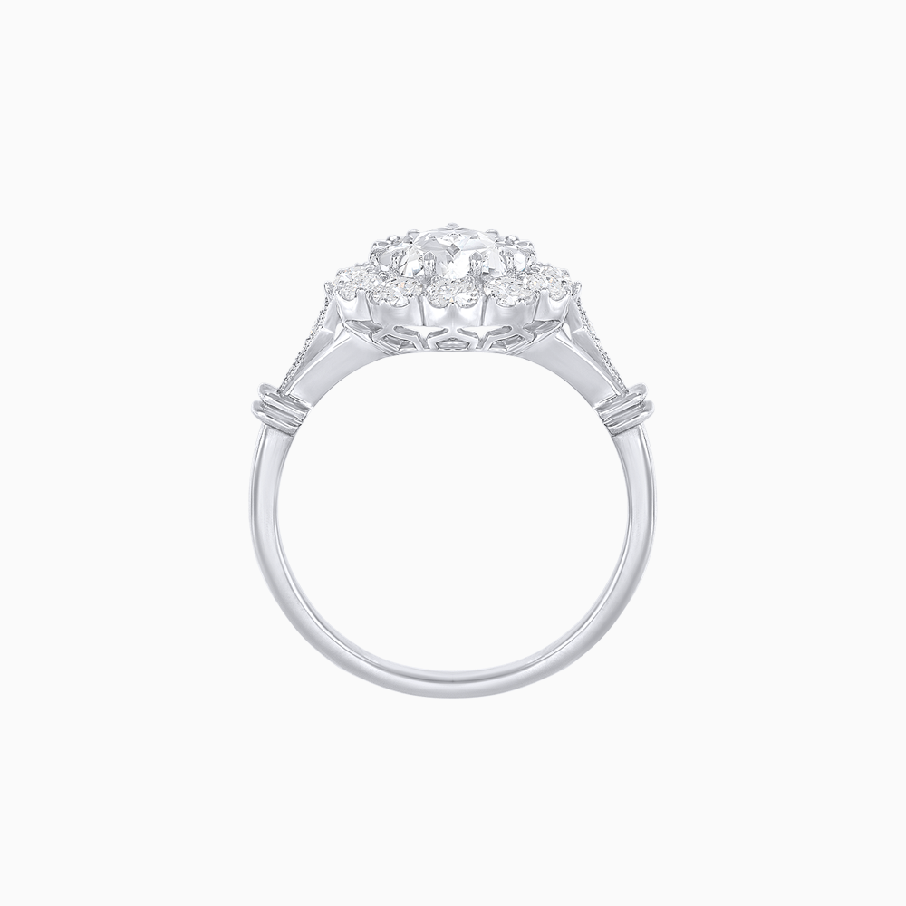 Vintage Style Pear - Shaped Halo Ring with Customizable Center Stone - Shahin Jewelry
