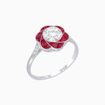 Load image into Gallery viewer, VVintage Inspired Floral Calibré-Cut Gemstone Petal Halo Ring - Shahin Jewelry