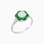 Load image into Gallery viewer, VVintage Inspired Floral Calibré-Cut Gemstone Petal Halo Ring - Shahin Jewelry