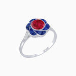 Load image into Gallery viewer, VVintage Inspired Floral Calibré-Cut Gemstone Petal Halo Ring - Shahin Jewelry