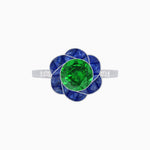 Load image into Gallery viewer, VVintage Inspired Floral Calibré-Cut Gemstone Petal Halo Ring - Shahin Jewelry